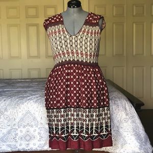 Max Studio Burgundy, Navy & Ivory Dress